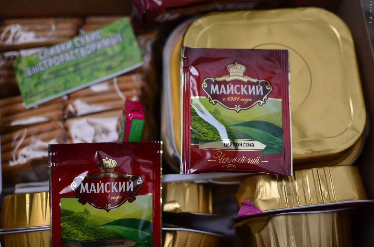 Индивидуальный рацион питания российской армии. Содержимое упаковки - "Майский чай"